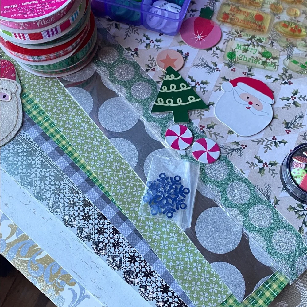 Christmas Junk Journal Kit Scrapbook Paper Ribbons Embellishments Craft Bundle